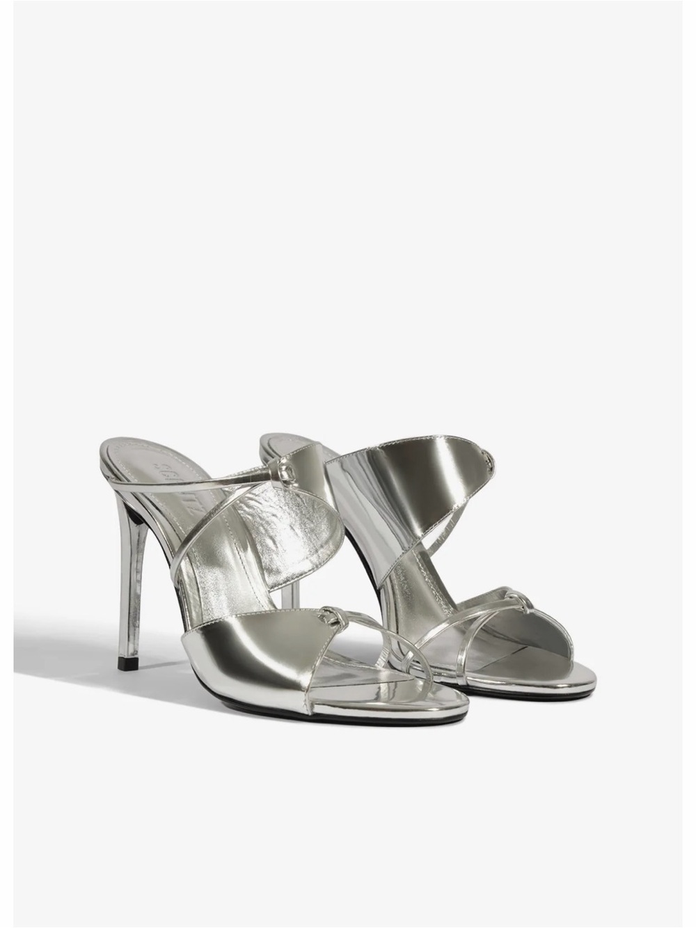 SCHUTZ Silver Metallic Stiletto Slide Sandals